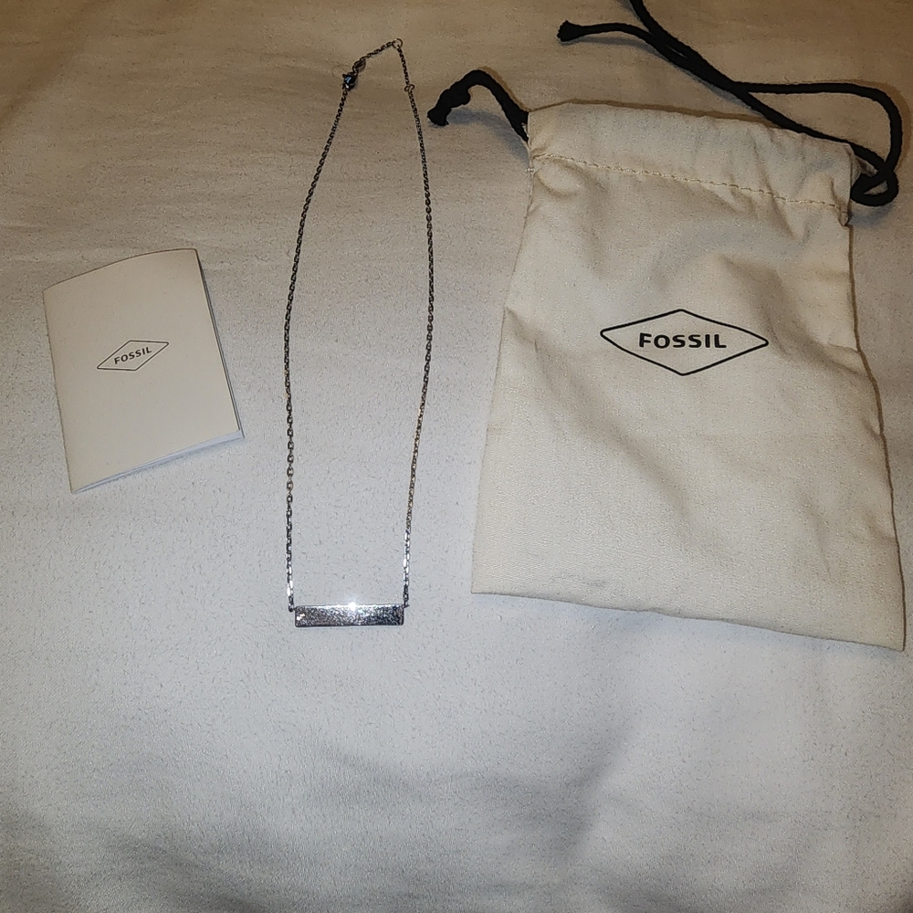 Fossil Drew Stainless Steel Bar Chain Necklace